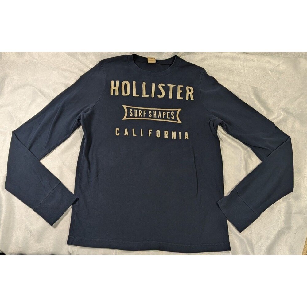 Hollister Men’s Blue Long Sleeve Shirt California Surf Shapes Size Large